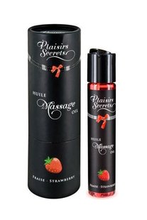 Массажное масло Plaisirs Secrets Strawberry (59 мл) с афродизиаками, съедобное, подарочная упаковка - SO1842