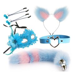 Набор для сексуальных игр Sexy Cat Ears Fox Tail Cosplay Sex Party Accessories Blue IXI61582 фото