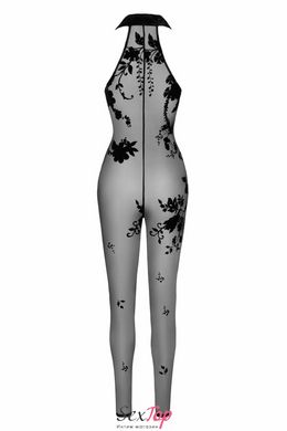 Бодістокінг Noir Handmade F315 Ego flocked mesh halter catsuit - L SX0329 фото