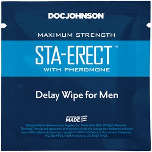 Пролонгирующая салфетка Doc Johnson Sta-Erect Delay Wipe For Men с феромонами SO3489 фото