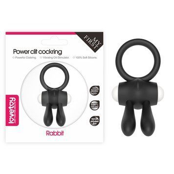 Эрекционное вибро-кольцо с клиторальным стимулятором Lovetoy Power Clit Cockring Rabbit черный &mdash;  фото товара 1