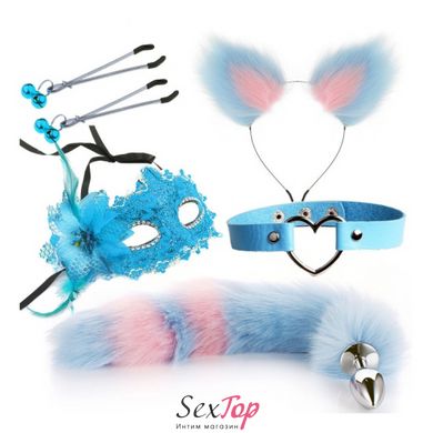 Набор для сексуальных игр Sexy Cat Ears Fox Tail Cosplay Sex Party Accessories Blue IXI61582 фото