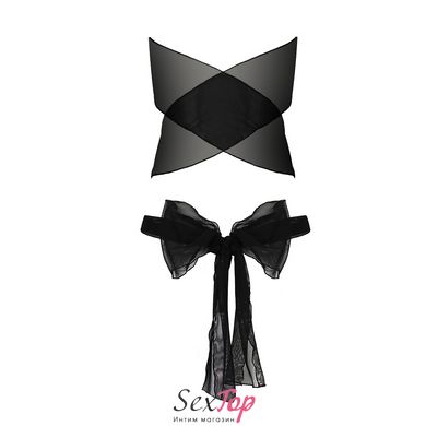 Комплект білизни AMORE SET black - Passion: стрінги і ліф у вигляді подарункової стрічки з бантом EL14701 фото
