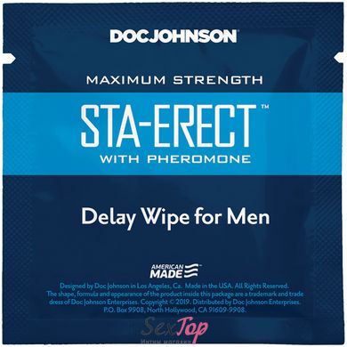 Пролонгуюча серветка Doc Johnson Sta-Erect Delay Wipe For Men з феромонами SO3489 фото