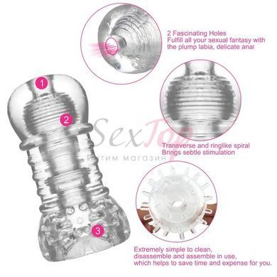 Мастурбатор рельефный прозрачного цвета Ice Girl Textured Sensation Stroker &mdash;  фото товара 4