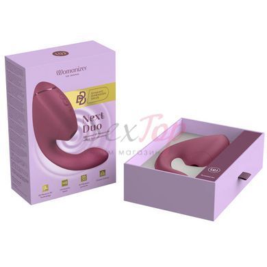 Подвійний вакуумний кліторальний стимулятор з вібрацією Womanizer Next Duo - Dusky Pink - фото товару 14