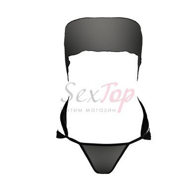 Комплект білизни Passion AMORE SET black, стрінги і ліф у вигляді подарункової стрічки з бантом - фото товару 3