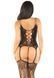 Комплект Leg Avenue Cami Garter with Stockings and String One Size, Black &mdash; фото 3 из 6