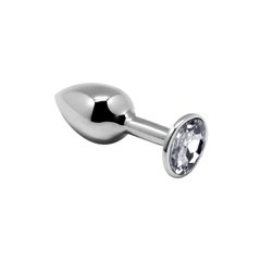 Металлическая анальная пробка с кристаллом Alive Mini Metal Butt Plug White S SO6009 фото