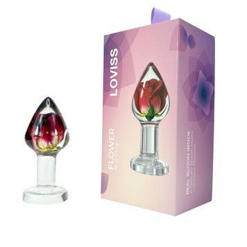 Роскошная анальная пробка Loviss Rose Anal Plug с настоящей розой внутри &mdash;  фото товара 1