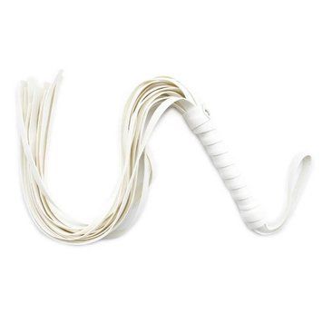 Плетка с рукояткой для ролевых игр Flirt Whip Bound Leather белого цвета &mdash;  фото товара 1