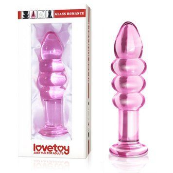 Набор анальных пробок ребристые розовая белая черная Lovetoy Glass Romance, Розовый - 1