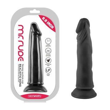 Фаллоимитатор на присоске реалистичный Realistic Dong Mr. Rude 8.9 черный, Черный - 1