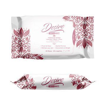 Жіночі очищувальні серветки для тіла та обличчя Desire by Swiss Navy Feminine Wipes 25 шт,  - 1