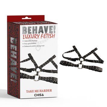 Портупея на груди із заклепками чорного кольору Chisa Behave! Luxury Fetish Take Me Harder &mdash; фото