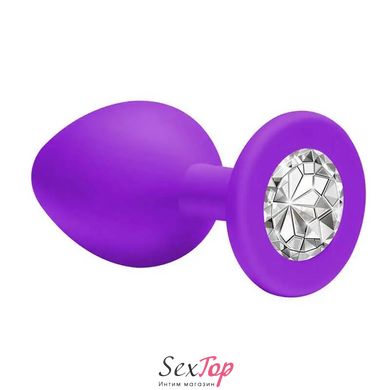 Силиконовая анальная пробка с кристаллом purple small STF2730 фото