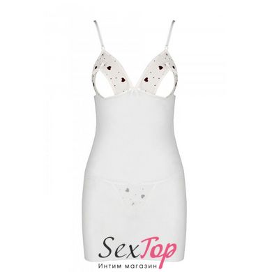 Сорочка с вырезами на груди + стринги LOVELIA CHEMISE white XXL/XXXL - Passion SO4763 фото