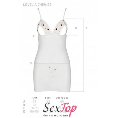 Сорочка с вырезами на груди + стринги LOVELIA CHEMISE white XXL/XXXL - Passion SO4763 фото