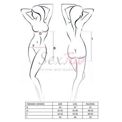 Прозора сорочка приталена Passion TARANEE CHEMISE S/M, black, трусики, Черный - 5