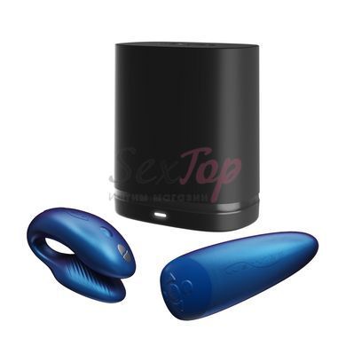 Смарт-вибратор для пар We-Vibe Chorus Cosmic Blue, сенсорное управление вибрациями сжатием пульта &mdash;  фото товара 7