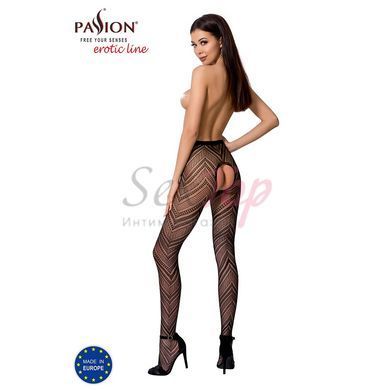 Эротические колготки-бодистокинг Passion S010 black, с доступом, геометрический рисунок &mdash;  фото товара 4
