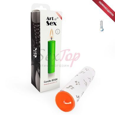 Оранжевая свеча восковая Art of Sex size M 15 см низкотемпературная, люминесцентная &mdash;  фото товара 2
