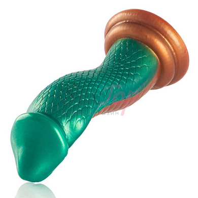 Фалоімітатор для фістингу на присосці зелено-золотистий Epic Python Dildo Cobra, Зелений - 4