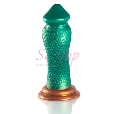 Фалоімітатор для фістингу на присосці зелено-золотистий Epic Python Dildo Cobra, Зелений - 3