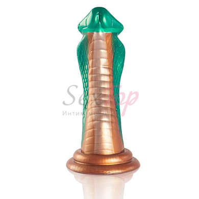 Фалоімітатор для фістингу на присосці зелено-золотистий Epic Python Dildo Cobra, Зелений - 2