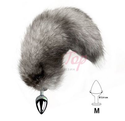 Металлическая анальная пробка с хвостом из натурального меха Art of Sex size M Artctic fox &mdash;  фото товара 2