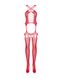 Бодістокінг Obsessive Bodystocking G313 S/M/L red, шнурівка, геометричний декор SO7238 фото 5