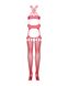 Бодістокінг Obsessive Bodystocking G313 S/M/L red, шнурівка, геометричний декор SO7238 фото 6
