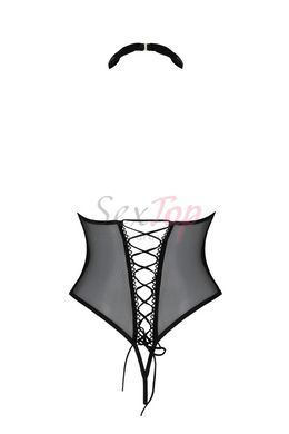 Боди с открытой грудью Passion DOMINICA BODY S/M black, воротник-чокер, корсет &mdash;  фото товара 4