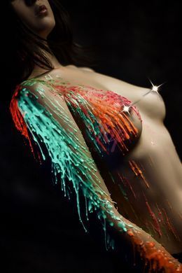 Зеленая свеча восковая Art of Sex size M 15 см низкотемпературная, люминесцентная &mdash;  фото товара 4