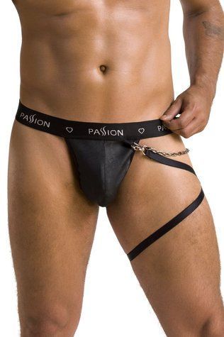 Мужские трусики танга с подвязкой Passion 058 Thong Bill XXL/XXXL Black &mdash;  фото товара 1