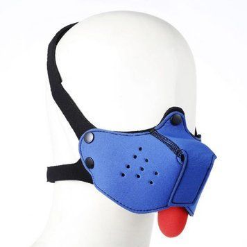 Намордник з кляпом для рота синій bdsm4u Neoprene dog mask blue, Синий - 1