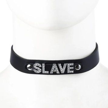 Ошейник с надписью SLAVE БДСМ черного цвета Vscnovelty &mdash;  фото товара 1