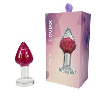 Роскошная анальная пробка Loviss Gomphrena Globosa Anal Plug с настоящим амарантом внутри &mdash;  фото товара 1