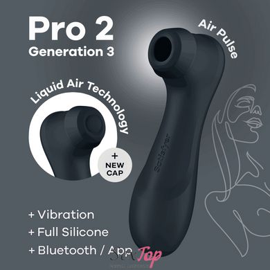 Вакуумний кліторальний стимулятор Satisfyer Pro 2 Generation 3 with Liquid Air Connect App Dark Grey SO8404 фото