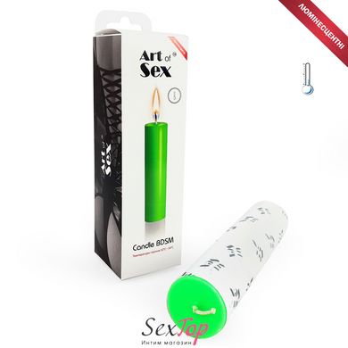 Зеленая свеча восковая Art of Sex size M 15 см низкотемпературная, люминесцентная SO5955 фото