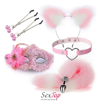 Набор для сексуальных игр Sexy Cat Ears Fox Tail Cosplay Sex Party Accessories Pink IXI61579 фото