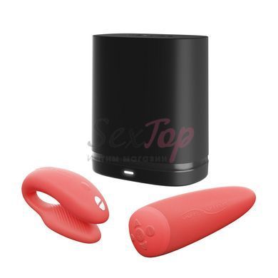Смарт-вибратор для пар We-Vibe Chorus Crave Coral, сенсорное управление вибрациями сжатием пульта,  - 7