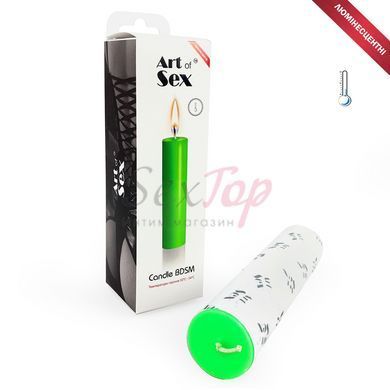 Зеленая свеча восковая Art of Sex size M 15 см низкотемпературная, люминесцентная &mdash;  фото товара 2