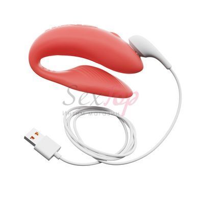 Смарт-вибратор для пар We-Vibe Chorus Crave Coral, сенсорное управление вибрациями сжатием пульта,  - 5