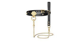 Роскошный ошейник с поводком Zalo Collar & Leash Set Black &mdash;  фото товара 1