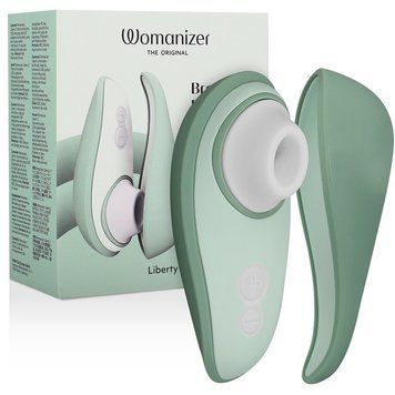 Вакуумний стимулятор клітора світло-зеленого кольору Womanizer Liberty 2 - фото товару 1