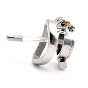 Пояс верности на член с уретральним катетором Double Lock Flip Glans Cover Chastity Cage Small &mdash;  фото товара 1