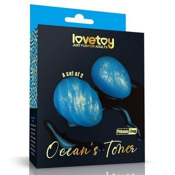 Вагинальные шарики удлиненной формы для тренировки мышц синего цвета Lovetoy 2 штуки, Синий - 1
