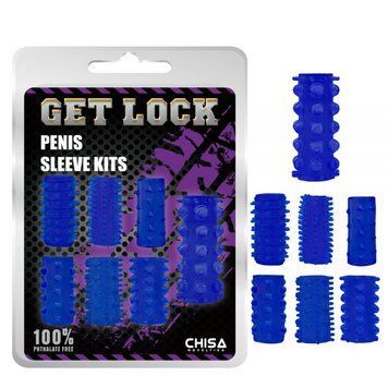Набор насадок на член для дополнительной стимуляции синего цвета Chisa Penis Sleeve Kits, Синий - 1