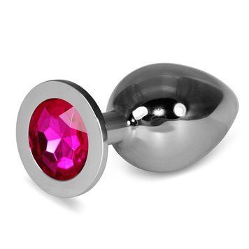 Анальная пробка серебристого цвета с кристаллом розового цвета Lovetoy Rosebud Plug, Серебристый - 1